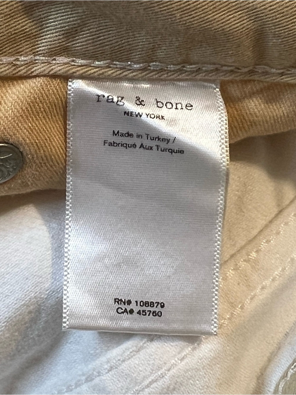 Rag & Bone New York Piper, Low-Rise Straight Leg, What/Tan Wash, Size 25 - Picture 14 of 16